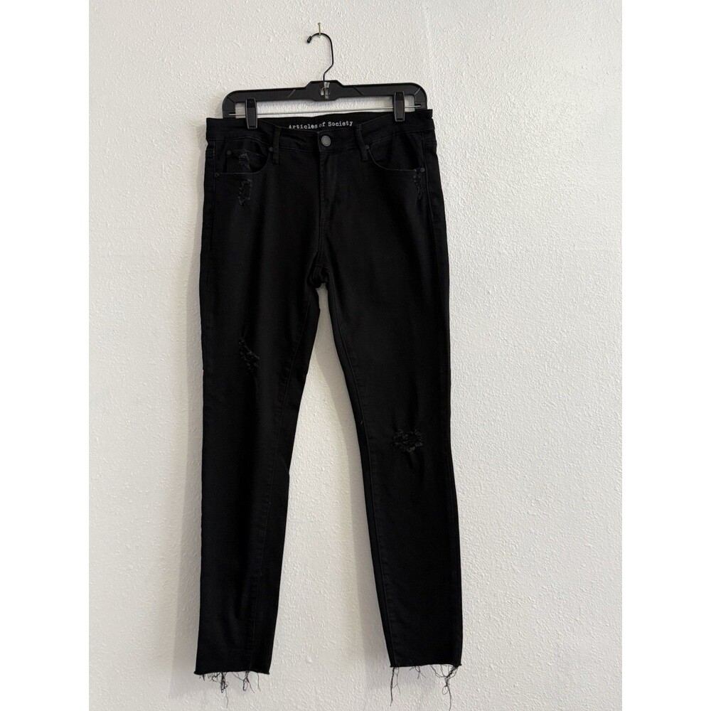 Articles Of Society Jeans Black Skinny Distressed Womens 30 Preppy Boho Pants